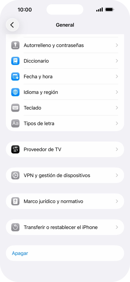 Pulsa Transferir o restablecer el iPhone.