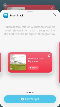 Slide your finger right or left on the screen to select the required widget size.