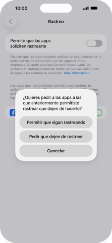 Si desactivas la función, pulsa el ajuste deseado.