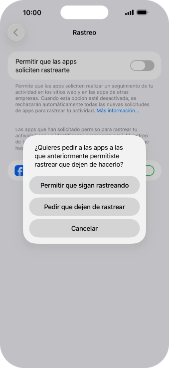 Si desactivas la función, pulsa el ajuste deseado.