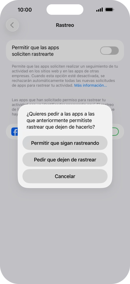 Si desactivas la función, pulsa el ajuste deseado.