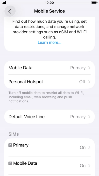 Press the required eSIM below 