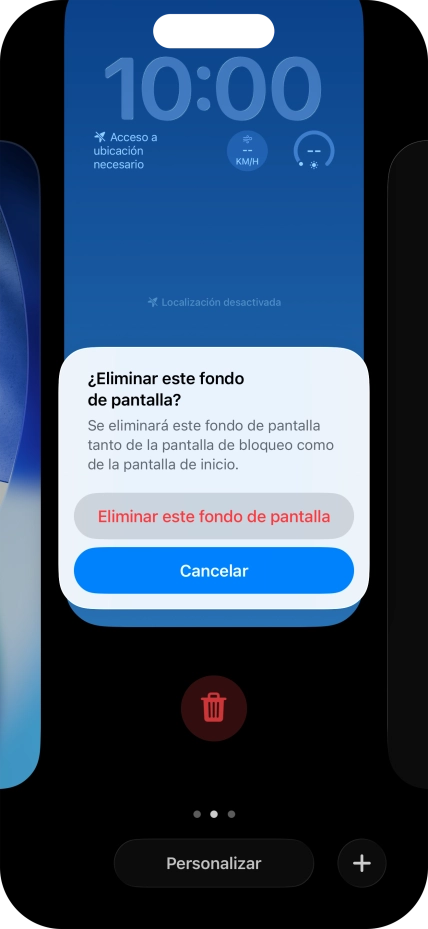 Pulsa Eliminar este fondo de pantalla.