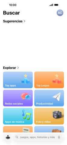 Pulsa en el campo de búsqueda e introduce el nombre o el tema de la app deseada.