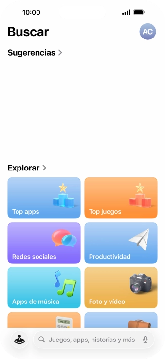 Pulsa en el campo de búsqueda e introduce el nombre o el tema de la app deseada.