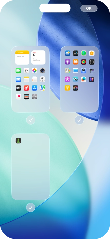 Pulsa en el campo bajo la página deseada de la pantalla de inicio para activar o desactivar la visualización de páginas.