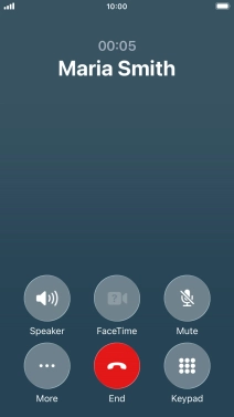 Press the end call icon to end the call and return to the home screen.