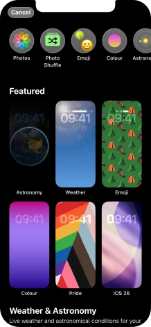 Press the required category and follow the instructions on the screen to select the required background image.