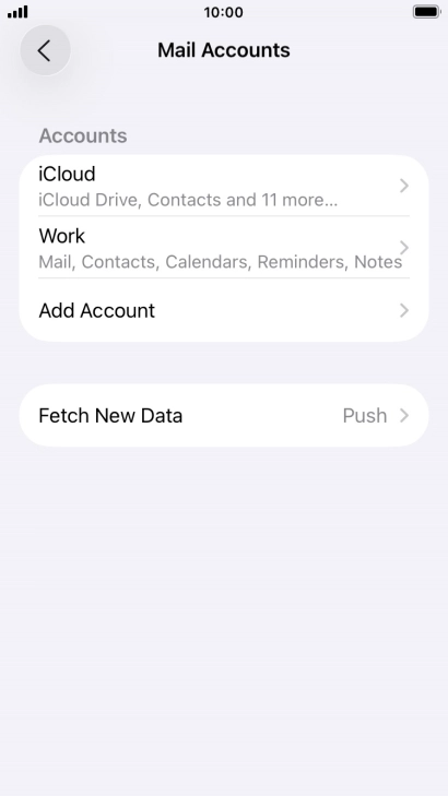 Press the name of the Exchange email account you've just set up.