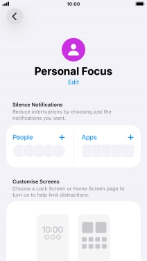 Press People and follow the instructions on the screen to select which contacts you would like to receive calls and notifications from when the selected focus mode is active.