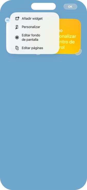 Pulsa Añadir widget.