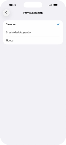 Para seleccionar la vista previa de las notificaciones en la pantalla de bloqueo, pulsa Siempre.