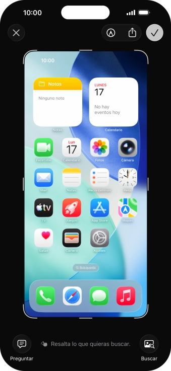 Sigue las indicaciones de la pantalla para editar y guardar tu pantallazo.