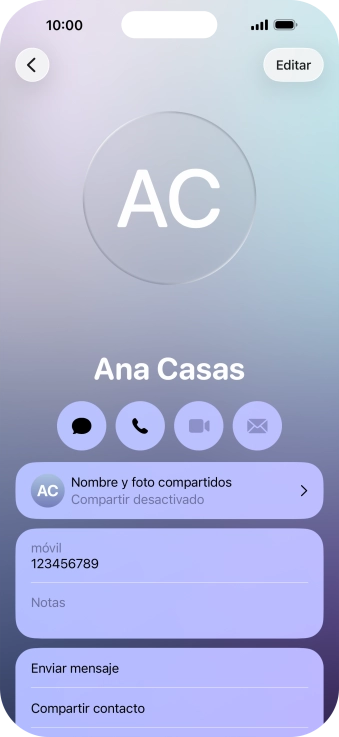 Pulsa Nombre y foto compartidos.