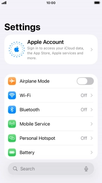 Press Apple Account.