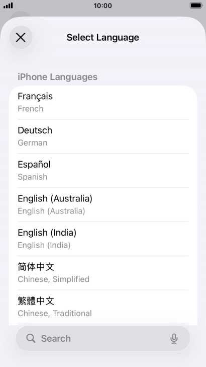 Press the required language.