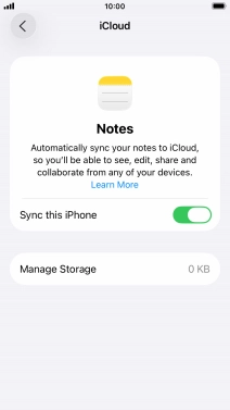 Press the indicator to turn synchronisation of each app on or off.
