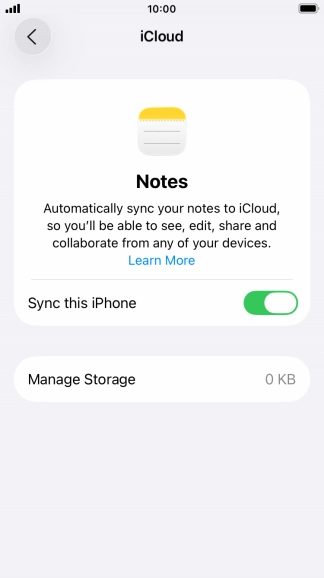 Press the indicator to turn synchronisation of each app on or off.