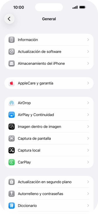 Pulsa Actualización de software. Si hay una versión de software nueva disponible, aparecerá ahora en la pantalla. Sigue las indicaciones de la pantalla para actualizar el software del teléfono.