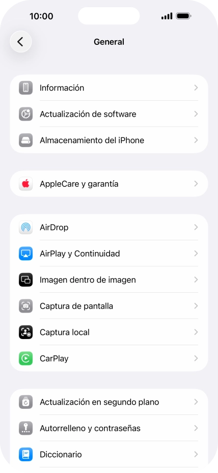 Pulsa Actualización de software. Si hay una versión de software nueva disponible, aparecerá ahora en la pantalla. Sigue las indicaciones de la pantalla para actualizar el software del teléfono.