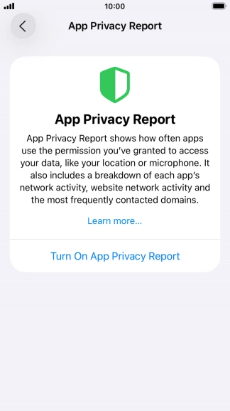 Press Turn On App Privacy Report to turn on the function.