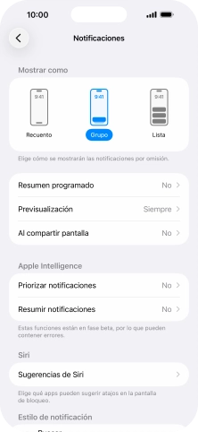 Pulsa Resumen programado.