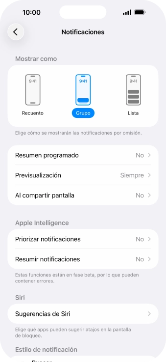 Pulsa Resumen programado.