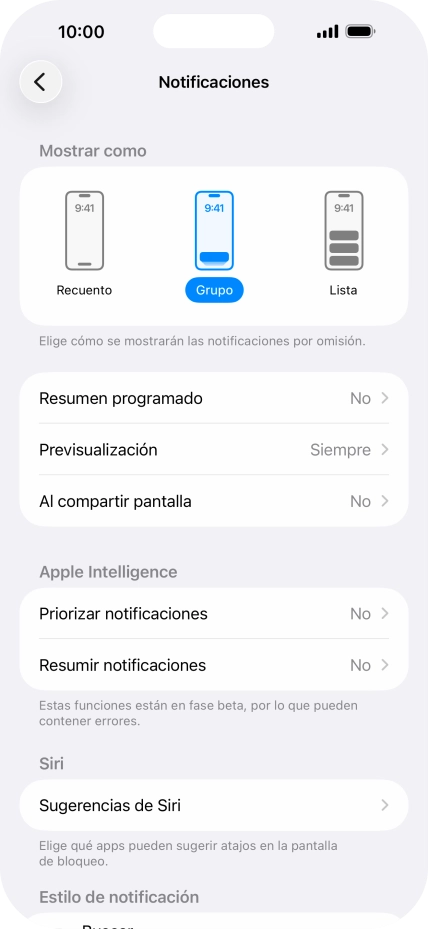 Pulsa Resumen programado.