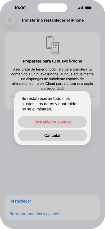 Pulsa Restablecer ajustes.