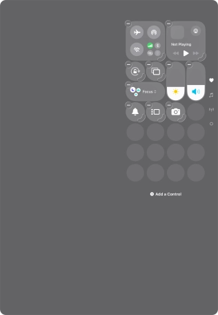 Press Add a Control and follow the instructions on the screen to add the required function to Control Centre.