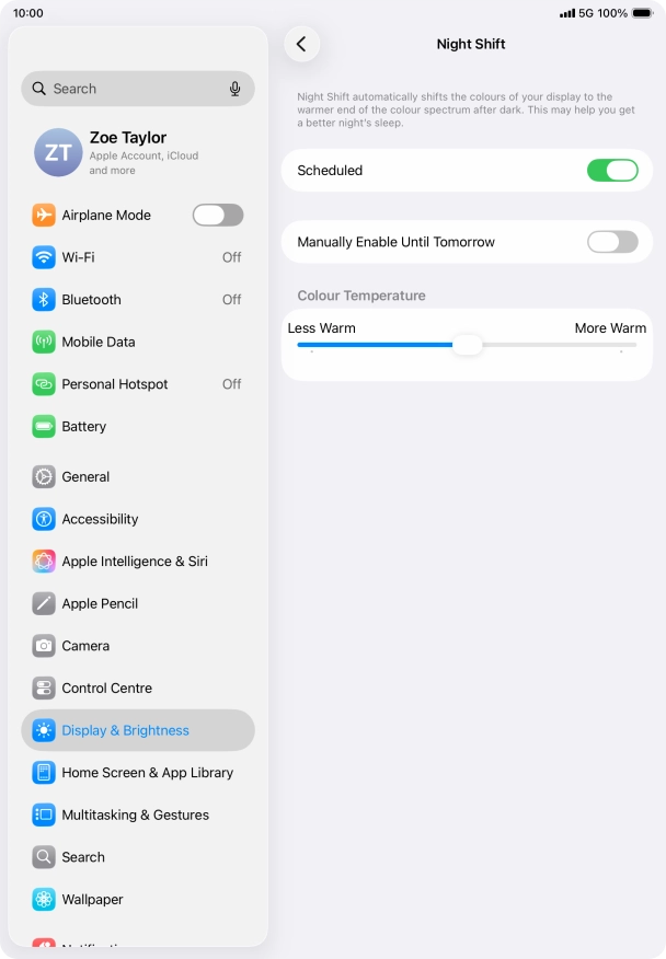 Press the indicator next to 