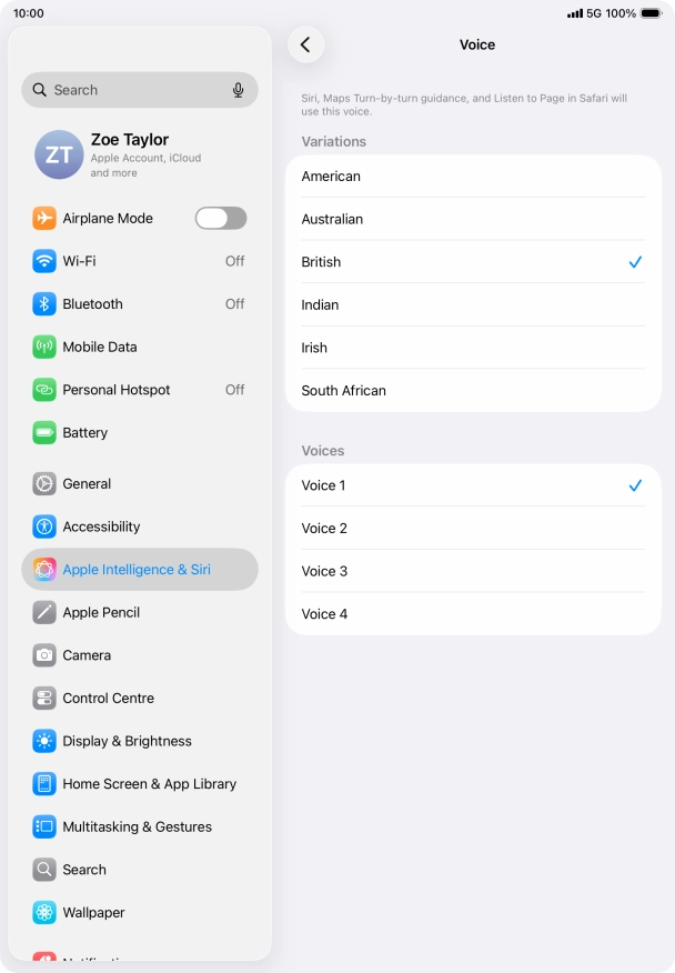 Press the required accent.