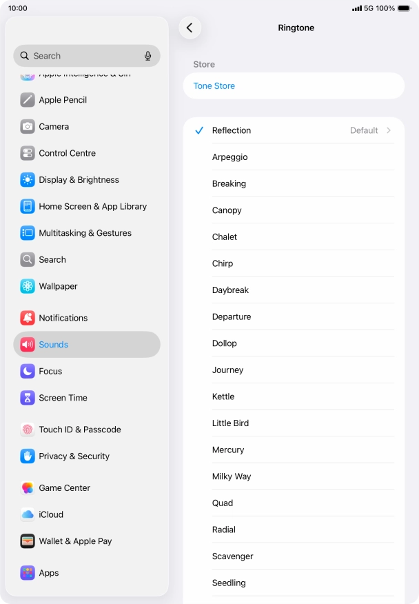Press the required ring tones to hear them.