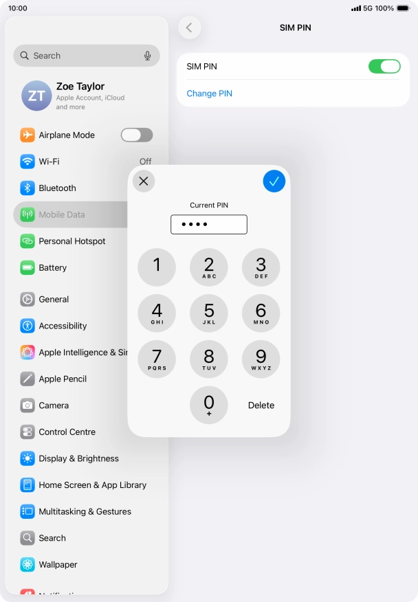 Key in your current PIN and press the confirm icon.