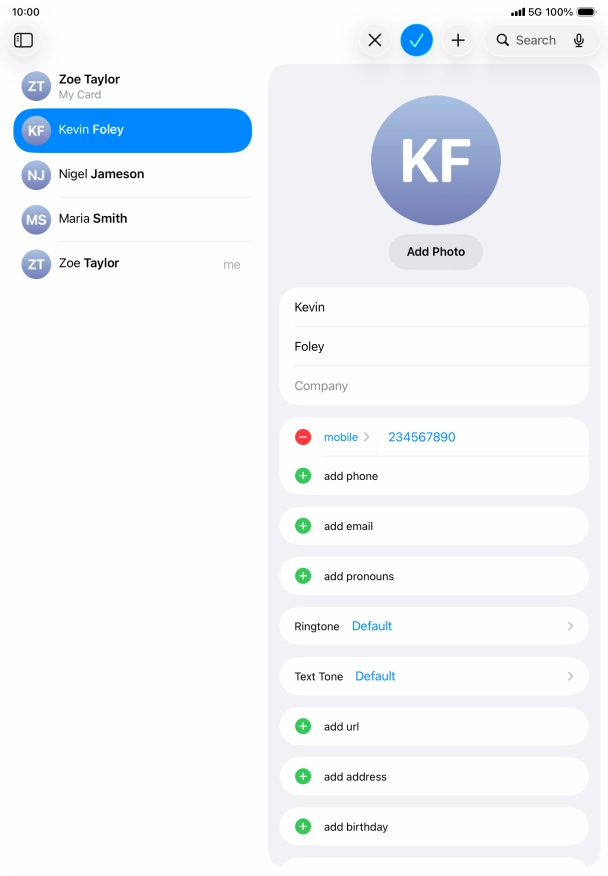 Press the confirm icon.
