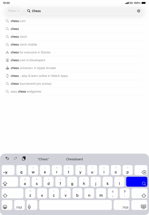 Key in the name or subject of the required app and press the search icon.