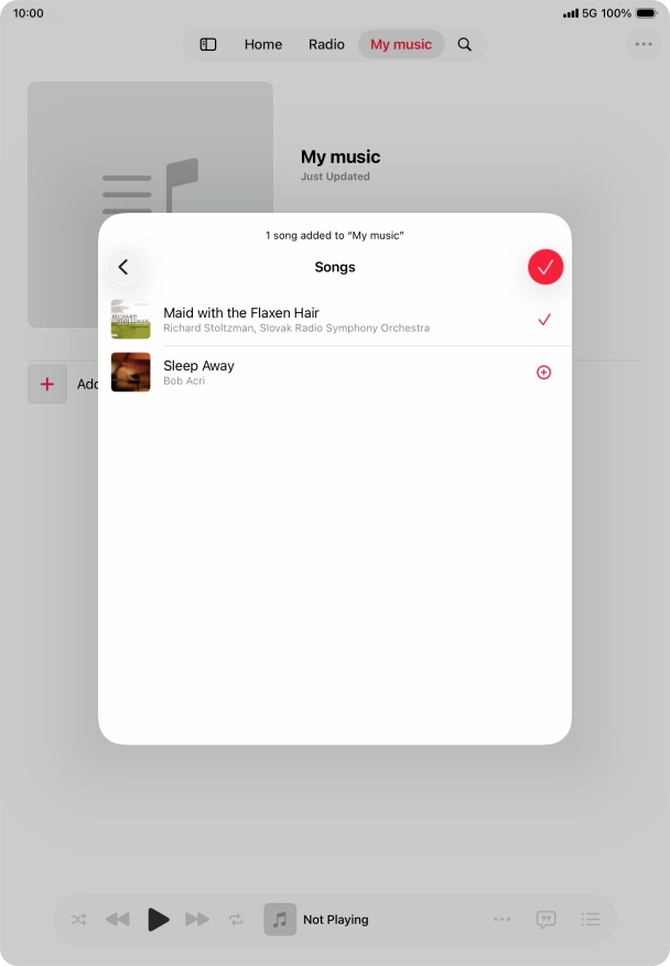 Press the confirm icon.