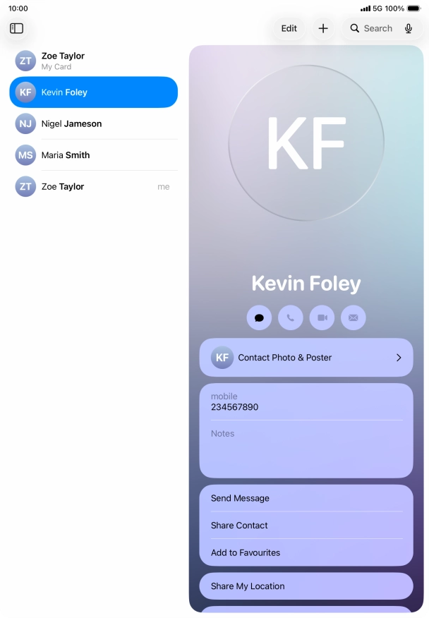 Press the new contact icon.