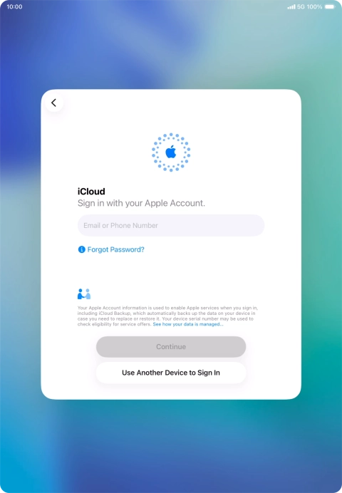 Press Email or Phone Number and key in the username for your Apple Account.