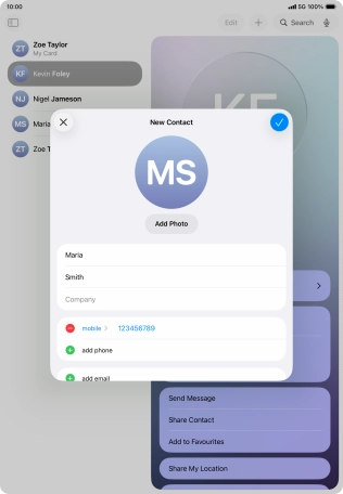 Press the confirm icon.