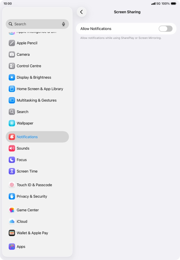 Press the indicator next to 