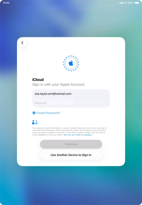 Press Required and key in the password for your Apple Account.