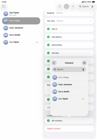 Press the required contact.