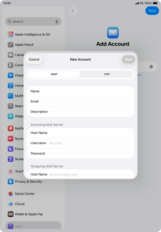 Press Username and key in the name of your email provider's outgoing server. Please note that if you can't send email messages when using your email provider's outgoing server, key in smtp.vodafone.net.au (Vodafone's outgoing server).