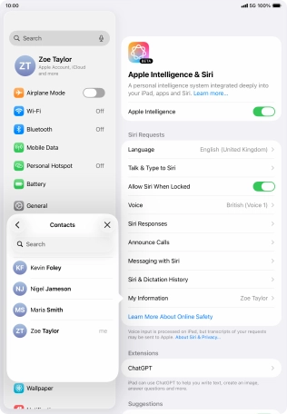 Press the required contact.