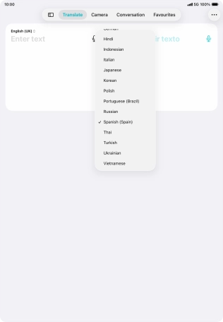 Press the required target language.