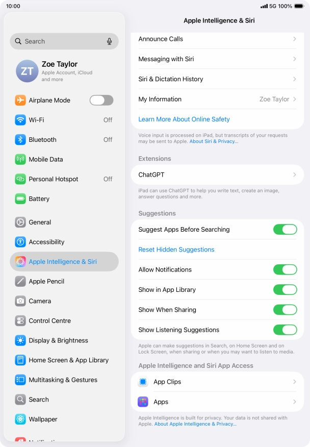 Press the required app.