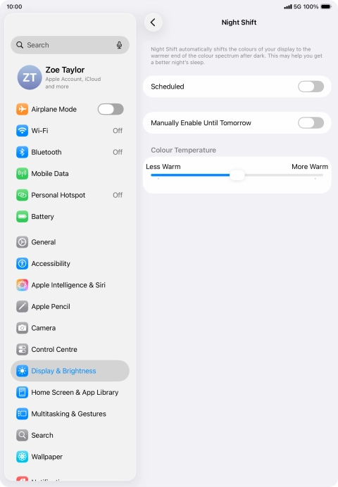 Press the indicator next to 