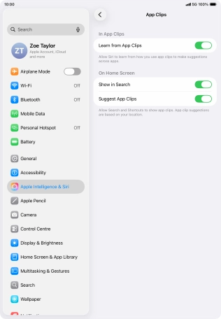 Press the indicators next to the required settings to turn them on or off.