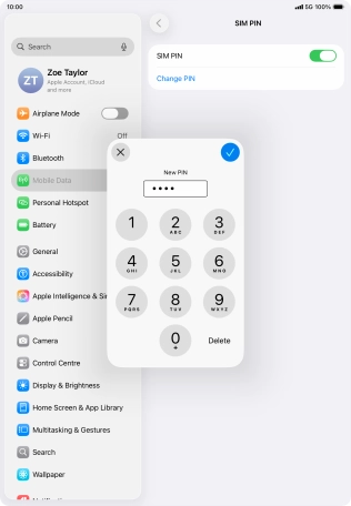 Key in a new four-digit PIN and press the confirm icon.